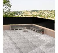 Store enrouleur rétractable pour extérieur, 117 x 1200 cm, protection UV, auvent latéral, pour terrasse et balcon, pare-soleil à roulement automatique, tissu noir, séparateur