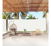 Store enrouleur rétractable pour extérieur, 200 x 1000 cm, protection UV, pour terrasse et balcon, rideau de séparation automatique, durable et résistant aux intempéries, crème