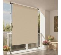 Store enrouleur rétractable pour extérieur - Store vertical imperméable - Protection manuelle - Beige et blanc - 150 cm