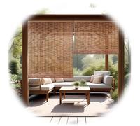 Store enrouleur rétro en bambou avec protection UV fait à la main pour extérieur, terrasse, salle à manger, jardin - 115 x 180 cm (l x H)