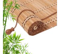 Store enrouleur rétro en bambou naturel pour fenêtre - Protection UV - Anti-poussière - Élégant - Pour intérieur/extérieur - Paravent de séparation - Respectueux de l'environnement - Décoration