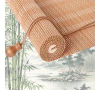 Store enrouleur rétro en bambou naturel pour fenêtre - Protection UV et anti-poussière - Idéal pour l'intérieur et l'extérieur - Paravent de séparation
