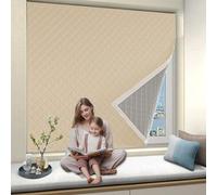 Store Enrouleur sans Percage 108 x 152 cm, Isolation Thermique, Double Tissu, Facile à Montage, Personnalisable Store Occultant Protection avec Ruban Nano, pour Grenier, Beige