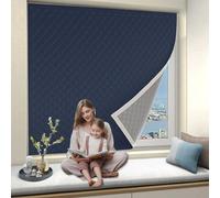 Store Enrouleur sans Percage 110 x 162 cm, Isolation Thermique, Double Tissu, Facile à Montage, Personnalisable Store Occultant Protection avec Ruban Nano, pour Grenier, Bleu Foncé