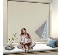Store Enrouleur sans Percage 118 x 152 cm, Isolation Thermique, Double Tissu, Facile à Montage, Personnalisable Store Occultant Protection avec Ruban Nano, pour Grenier, Ivoire