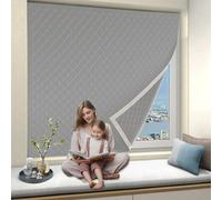 Store Enrouleur sans Percage 128 x 144 cm, Isolation Thermique, Double Tissu, Facile à Montage, Personnalisable Store Occultant Protection avec Ruban Nano, pour Grenier, Gris Clair
