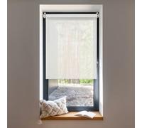 Store Enrouleur sans perçage Screen Facile à Installer avec Clips pour Fenêtre ou Porte, Kit de Montage Inclus, Protection Thermique Solaire Couleur Blanc 90x180 cm STORESDECO