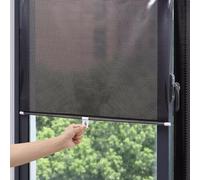 Store Enrouleur sans Perçage,Store de Fenêtre à Ventouse, PVC Store Enrouleur Occultant Noir, Rideau Petite Fenetre avec Transparent Ventouses, pour Salon, Chambre, Bureau Pack de 2