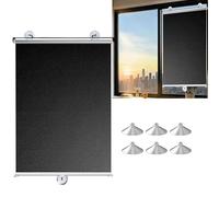 Store Enrouleur sans Percage Store Occultant à Ventouse pour Fenêtre Rideau Protection Solaire Isolant Thermique Amovible pour Salon/Chambre/Bureau/Voiture(Black,35W x 75H cm)