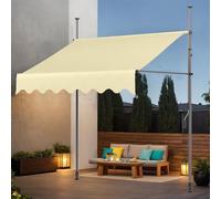 Store enrouleur télescopique réglable avec manivelle, idéal pour jardin, terrasse, balcon, fenêtre, sans perçage, pour l'extérieur, beige, 2 x 1,2 m