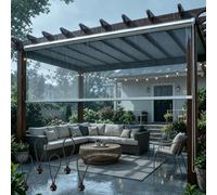 Store Enrouleur Transparent en PVC, Store Pergola Extérieur Enrouleur Étanche, Rideau Terrasse Coupe-Vent Isolation Thermique pour Outdoor Dining 40-220cm Toutes Saisons(B140xH170cm)