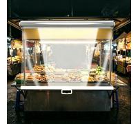 Store Enrouleur Transparent pour Stand de Marché et Étal de Nourriture | Rideau de Nuit Enroulable et Protection Anti-Poussière pour Chariot Snack Vitrine d'Exposition(W110xh150cm/43.3x59'')