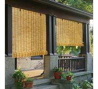 Store enrouleur vertical imperméable pour extérieur, rideaux en roseaux naturels pour fenêtres, terrasse et balcon, pare-soleil bloquant les UV et les intempéries