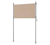 Store Extérieur aux Barres Téléscopiques sans Perçage pour Terrasse Brise-Vue Solide à Manivelle Polyester Aluminium Acier 184 x 270 x 310 cm Sable