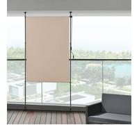 pro.tec Store Extérieur aux Barres Téléscopiques sans Perçage pour Terrasse Brise-Vue Solide à Manivelle Polyester Aluminium Acier 104 x 270 x 310 cm Sable