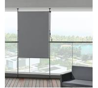 pro.tec Store Extérieur aux Barres Téléscopiques sans Perçage pour Terrasse Brise-Vue Solide à Manivelle Polyester Aluminium Acier 134 x 270 x 310 cm Gris Foncé