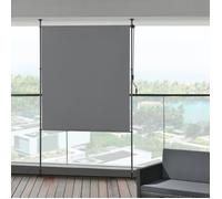 pro.tec Store Extérieur aux Barres Téléscopiques sans Perçage pour Terrasse Brise-Vue Solide à Manivelle Polyester Aluminium Acier 184 x 270 x 310 cm Gris Foncé