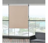 pro.tec Store Extérieur aux Barres Téléscopiques sans Perçage pour Terrasse Brise-Vue Solide à Manivelle Polyester Aluminium Acier 184 x 270 x 310 cm Sable