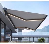 Store extérieur électrique rétractable avec éclairage LED et télécommande, Traitement UV et Chauffant, idéal pour Les patios, terrasses et Jardins.