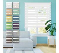 Store Jour Nuit sans Perçage 30 x 100 cm Tissu Double avec Ou sans Perçage Protection de Votre Vie Privée Rideau Store Enrouleur Jour Nuit Klemmfix pour Chambre, Salon, Blanc