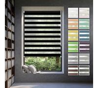 Store Jour Nuit sans Perçage 54 x 170 cm Tissu Double avec Ou sans Perçage Protection de Votre Vie Privée Rideau Stores Zébrés de Protection Solaire pour Chambre, Salon, Noir