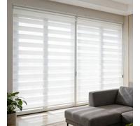 Store Jour Nuit sans Perçage 79 x 120 cm Facile à Montage, Double Tissu, Protection de Privée pour Fenêtre Ou Porte Lot de 1 Store Enrouleur Jour Nuit pour Chambre, Salon, Blanc