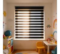 Store Jour Nuit sans Perçage 83 x 65 cm Tissu Double avec Ou sans Perçage Protection de Votre Vie Privée Rideau Store Enrouleur Double Klemmfix pour Chambre, Salon, Noir