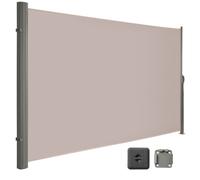 Store latéral 160 x 350 cm (H x L), Brise-vue Rétractable pour Jardin, tissu polyester 280 g/m², Taupe