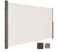 Store latéral 180 x 400 cm (H x L), Brise-vue Rétractable pour Jardin, tissu polyester 280 g/m², Beige