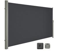 Store latéral 180 x 450 cm (H x L), Brise-vue Rétractable pour Jardin, tissu polyester 280 g/m², Noir Anthracite