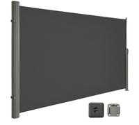 Store latéral 200 x 350 cm (H x L), Brise-vue Rétractable pour Jardin, tissu polyester 280 g/m², Gris foncé