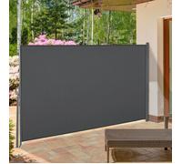 Store latéral brise-vue paravent rétractable 3 x 1,6 m métal polyester imperméable anti-UV haute densité 180 g/m² gris