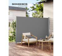 Store Latéral En Aluminium Extensible 180 X 350 Cm, Brise-Vue, Protection Solaire, Occultant, Pour Balcon, Terrasse, Jardin, Gris