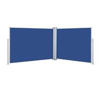 Store Latéral Enroulable Bleu 100x1000 cm avec 2 Poteaux | Polyester résistant UV et eau, revêtement PU, largeur réglable, montage facile, usage terrasse et balcon