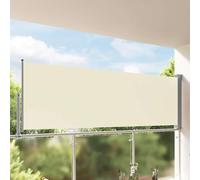 Store latéral extensible 120 x 300 cm crème, protection solaire résistante aux UV, pour terrasse, balcon, brise-vue, protection contre le vent, tissu polyester revêtu par pulvérisation, fer revêtu par