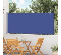 Store latéral extensible 120 x 500 cm, bleu, brise-vue résistant aux UV et imperméable, pour terrasse, balcon, jardin, cadre en acier revêtu par pulvérisation, protection contre le vent, protection