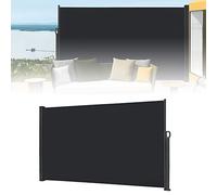 Store latéral extensible - 180 x 300 cm - Coupe-vent - Pour balcon et terrasse - Gris foncé - Protection UV - Installation facile