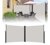 Store latéral extensible - 200 x 600 cm - Protection contre le vent - Pour balcon et terrasse - Gris clair - Réglable - Installation facile
