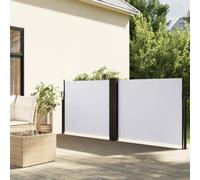 Store latéral extensible blanc 140 x 1200 cm en polyester avec revêtement en polyuréthane résistant aux UV, pour terrasse, jardin, balcon, résistant au vent et brise-vue pour l'extérieur