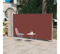 Store Latéral Extensible, Brise Vue Rétractable en Polyester Résistant UV, Auvent de Terrasse avec Enroulement Automatique, Paravent Extérieur, Mât en Acier, Vert-Gris/Marron, Dimensions 160x300 cm