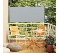 Store Latéral Extensible, Brise Vue Retractable en Polyester Résistant UV, avec Caisson Vertical et Socle en Fer, Paravent Exterieur pour Terrasse et Balcon, Gris, Dimensions 160 x 300 cm