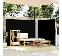 Store Latéral Extensible,Brise Vue Rétractable Noir,Toile Polyester Résistante aux UV,Enroulement Automatique,Paravent Extérieur,Store Enrouleur Extérieur,Auvent de Terrasse,140 x 600 cm