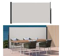 Store Latéral Extensible en Aluminium,Brise Vue Rétractable,Paravent Extérieur Rétractable,Protection de l'intimité et du Vent,Vue Pare-Soleil,Auvent Latéral pour Balcon,Terrasse,Jardin,1.6x3m,Gris