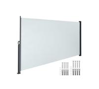 Store latéral - TECTAKE - Auvent latéral extensible avec mécanisme d'enroulement, opaque, polyester, 160 x 300 cm - Blanc