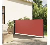 Store latéral extensible - Rouge terre cuite - 120 x 500 cm - Pour terrasse, balcon, jardin, intimité robuste et protection contre l'éblouissement, coupe-vent et résistant aux UV - Avec cadre en acier