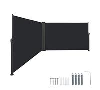 Store latéral rétractable - 160 x 600 cm - Résistant aux UV - 100 % polyester - Brise-vue - Réglable - Pour terrasse - Gris - Idéal pour jardins et balcons
