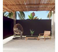 Store latéral rétractable 180 x 600 cm - Protection UV - Enrouleur automatique - Pour terrasse et balcon - Barrière en tissu noir pour espaces extérieurs