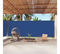 Store latéral rétractable - 220 x 1000 cm - Résistant aux UV - Pour terrasse et balcon - Enrouleur automatique - Tissu bleu