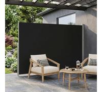 Store latéral rétractable - Brise-vue pour balcon - Brise-vue - Brise-vent - Très résistant au vent et aux UV - Résistant aux intempéries - Avec support en fer