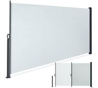 Store latéral - TECTAKE - Auvent latéral extensible avec mécanisme d'enroulement, opaque, polyester, 160 x 300 cm - Blanc